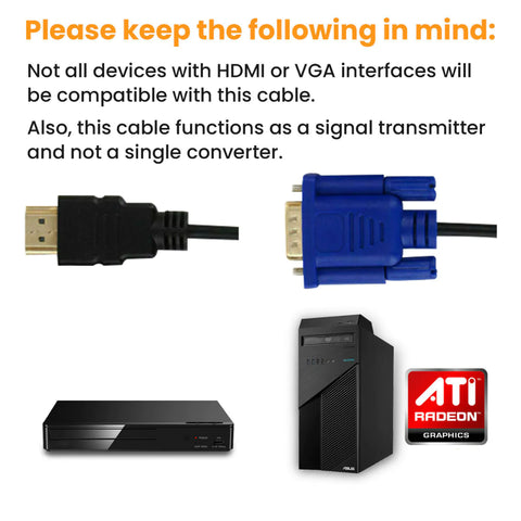 HDMI Male To VGA Male Cable